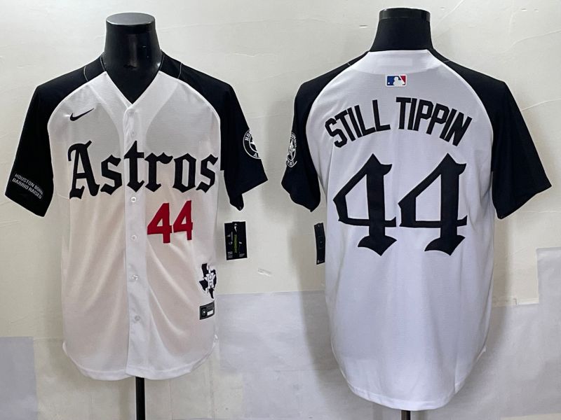 Men 2025 Houston Astros #44 Still Tippin White Black Five generations Joint Name Nike MLB Jersey style 3
